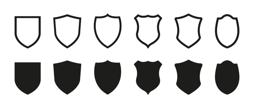 Shield icons vector set. Different shields collection. Security sumbol.  Design elements for concept of safety and protection. Vector illustration.