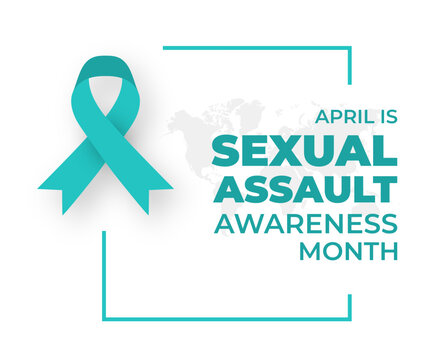 Sexual assault awareness month background or banner design template with ribbon. Vector illustration.