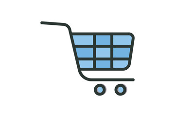 shopping cart icon illustration. icon related to shopping. Flat line icon style, lineal color. Simple vector design editable
