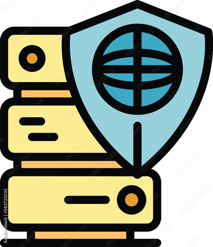 Poster secured data server icon. outline secured data server vector icon for web design isolated on white b