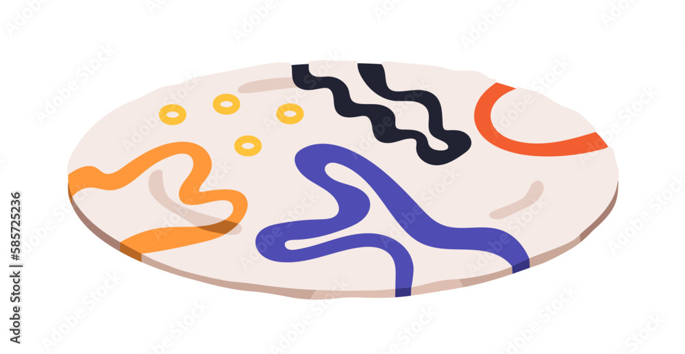 Poster round rug in trendy style. modern circle soft mat with abstract lines print, pattern. home interior 