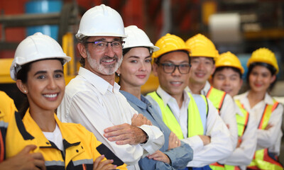 engineer team standing at industry