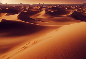 Papier Peint photo Bordeaux 3D Fantasy desert landscape with great sand dunes. Generative AI