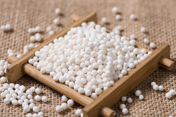 white sago pearls or sago balls on table.