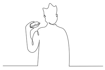 overweight male hand thinks hamburger fast food food line minimalist art