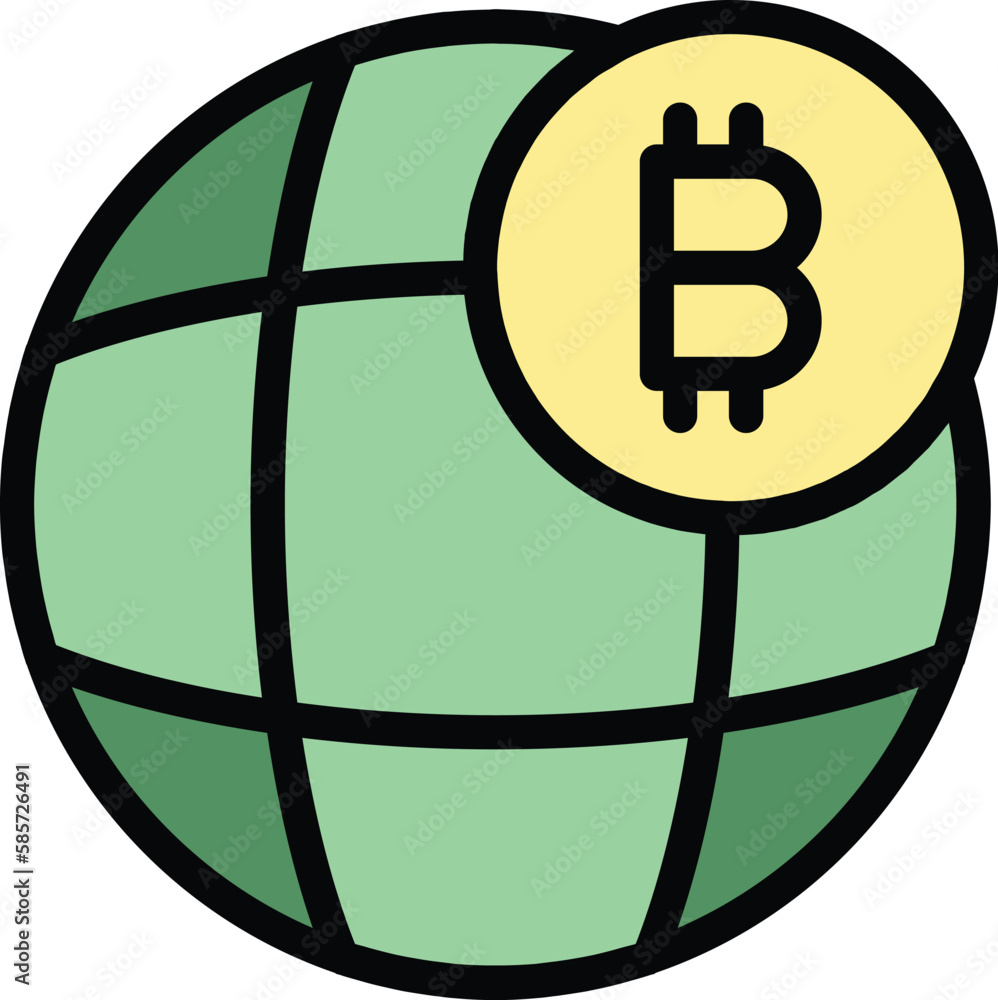 Poster global bitcoin icon. outline global bitcoin vector icon for web design isolated on white background 