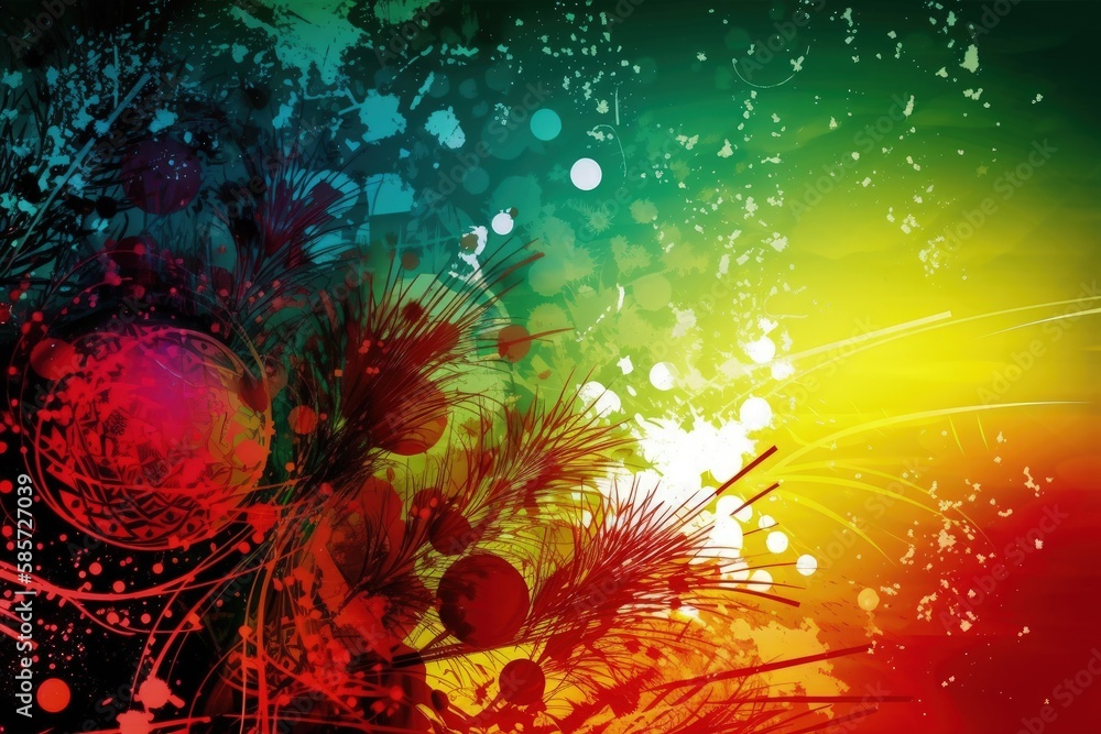 Poster vibrant pine branch pattern background. generative ai