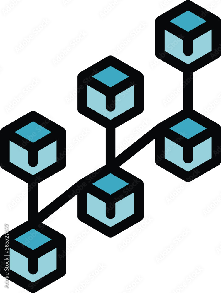 Poster blocks chain network icon. outline blocks chain network vector icon for web design isolated on white