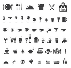 Vector restaurant silhouette icons set 1