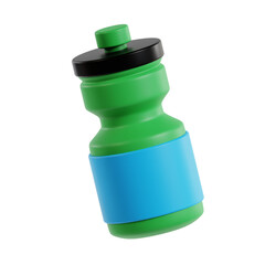 green sport plastic bottle 3d icon, gym equipment on isolated white background