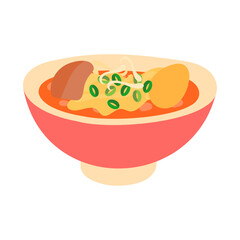 辛味噌ラーメン。フラットなベクターイラスト。
Spicy Miso Ramen. Flat designed vector illustration.