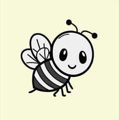 Bee cute animal design, illustration, vector on black, pink background.