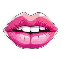 Pink Lipstick Flat Icon Isolated On White Background