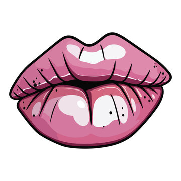 Pink Lipstick Flat Icon Isolated On White Background