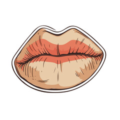 Painted Lips Flat Icon Isolated On White Background