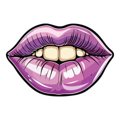 Painted Lips Flat Icon Isolated On White Background