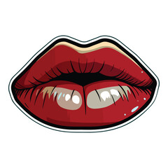 Lips Flat Icon Isolated On White Background