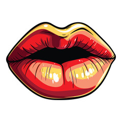 Lips Flat Icon Isolated On White Background