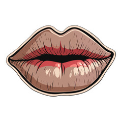 Lips Flat Icon Isolated On White Background