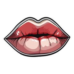 Lips Flat Icon Isolated On White Background