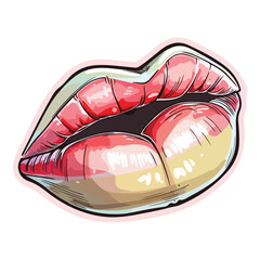 Lips Flat Icon Isolated On White Background