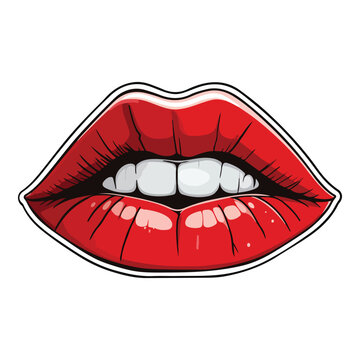Open Mouth With Lipstick Flat Icon Isolated On White Background