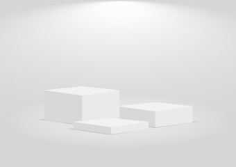 Abstract white, empty podium, pedestal scene for product display, vector illustration.