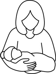mother and baby line art. Mom hugs her child icon design. Happy mother's day concept, vector illustration