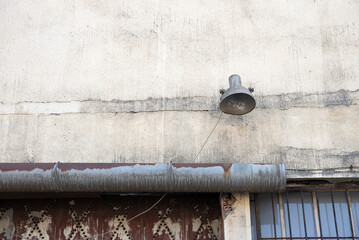 old lamppost in abandoned factory