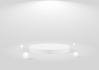 Abstract white, circle empty podium, pedestal scene for product display, vector illustration.