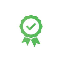 Certifiate green vector flat icon with tick