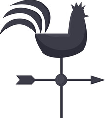  Rooster weather vane. Black silhouette rooster, cock. Weather vane symbol.