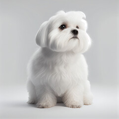 Maltese. Realistic illustration of dog isolated on white background. Dog breeds.Generative AI