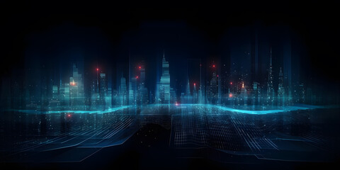 Abstract stylisch blue-red background image of a futuristic smart city