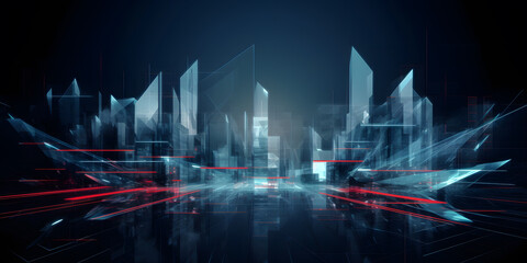 Abstract stylisch blue-red background image of a futuristic smart city