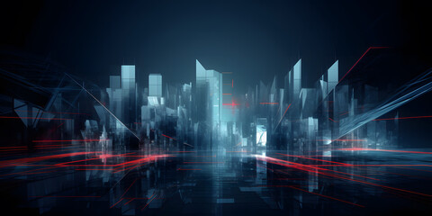 Naklejka premium Abstract stylisch blue-red background image of a futuristic smart city