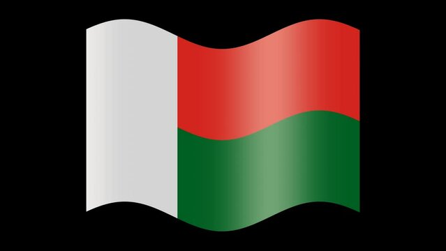 Animated madagascar flag. Flag icon. The waving glossy banner of madagascar. State patriotic banner, tricolor. Design element, transparent, seamless loop