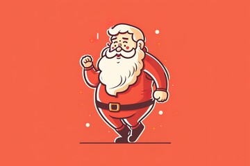 illustration d'un p&egrave;re no&euml;l heureux sur fond rouge. Ai g&eacute;n&eacute;rative 
