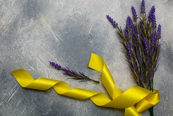 Easter decoration with eggs and lavender .
