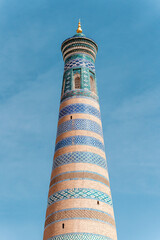 Old minaret Islam Khodja in Khiva city, Uzbekistan
