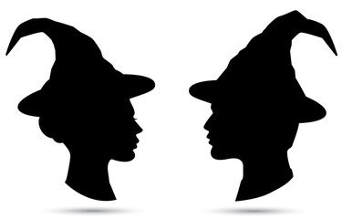 Wizard woman and man vector profile icons - 585734209