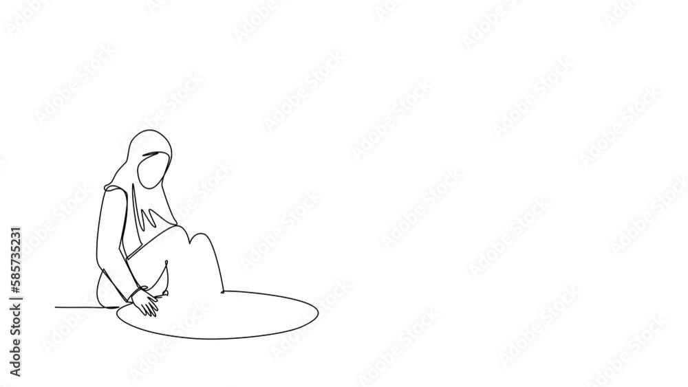 Poster self drawing animation of single line draw arabian descends into hole. failure to take advantage of 