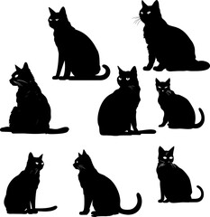 Cat Silhouette Pose Bundle SVG