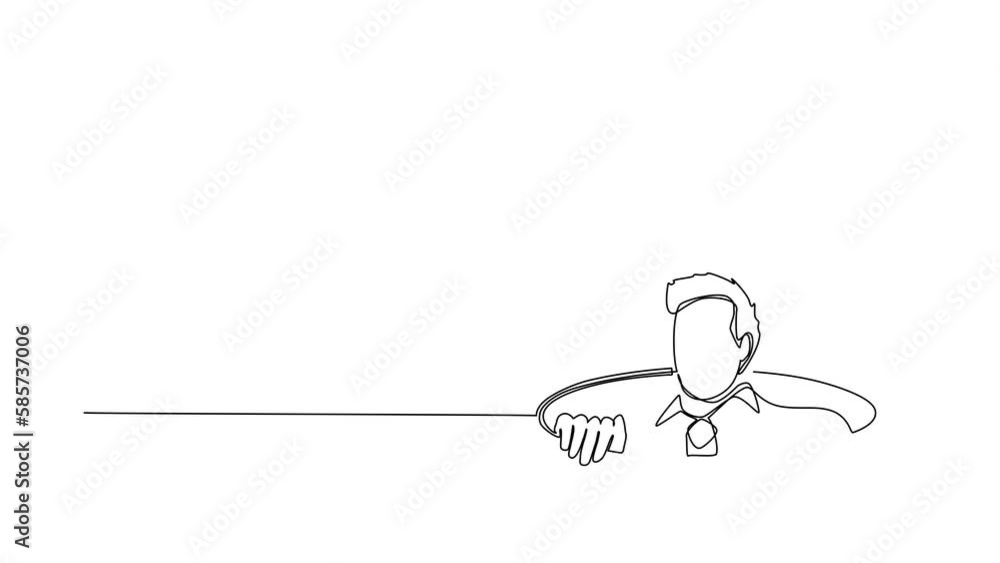 Aufkleber self drawing animation of single line draw businessman emerges from hole. concept of failure to take