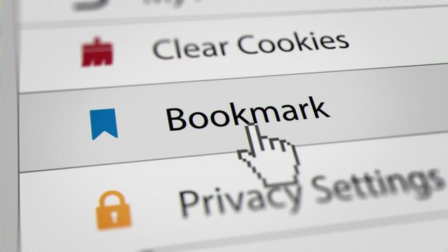 Mouse Cursor Clicking Bookmark Menu Bars on Web Browser. All data on the Footage are Fictional, Created Especially for This Concept