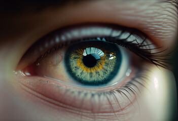 Extreme close up of an eye. AI generated illustration