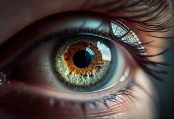 Fototapeta na wymiar Extreme close up of an eye. AI generated illustration
