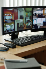 Monitors with Footage from Security Cameras