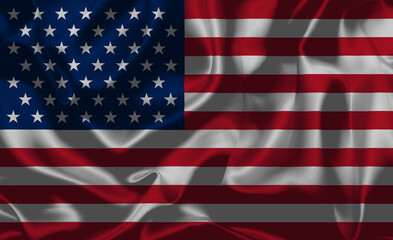 American flag in dark grainy grunge style. USA silky art patriotic background