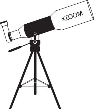 Telescope on tripod. Transparent background. Vector Illustration.